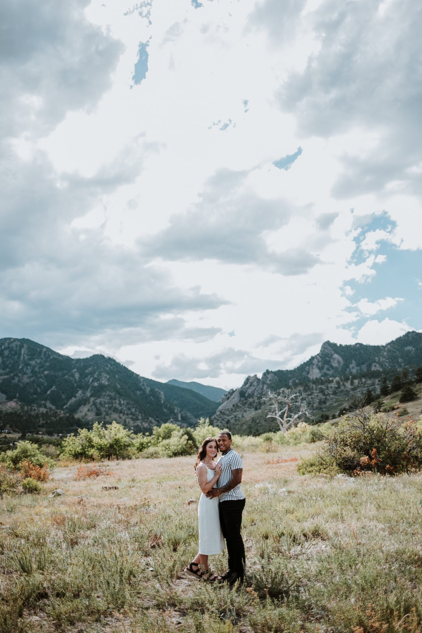 boulder colorado engagement session, colorado engagement session, denver colorado engagement session, south mesa trail engagement, boulder colorado, mountains, mixed couple, couple posing, posing prompts