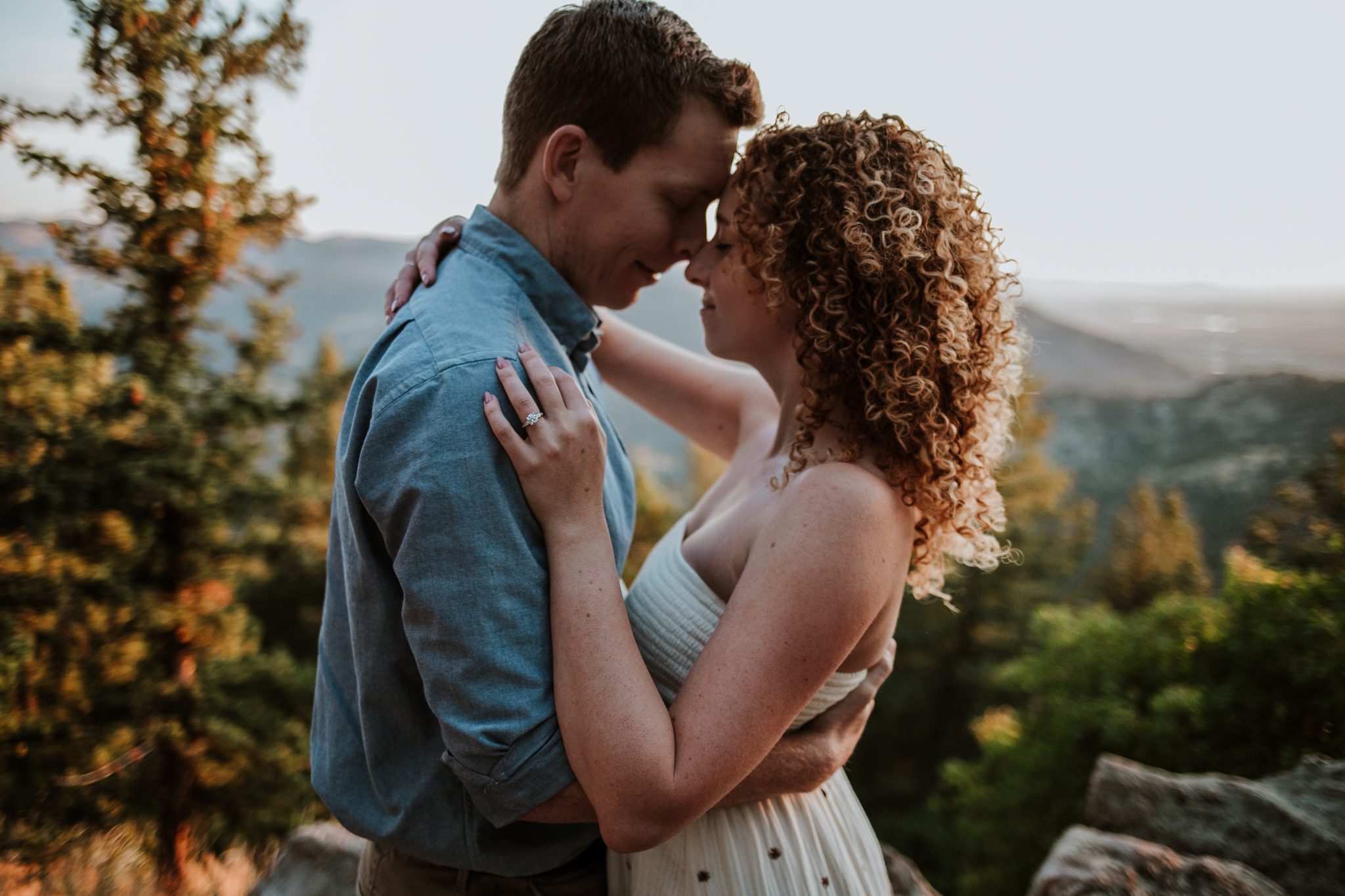 Lost Gulch Lookout sunrise engagement photos in Boulder, Colorado