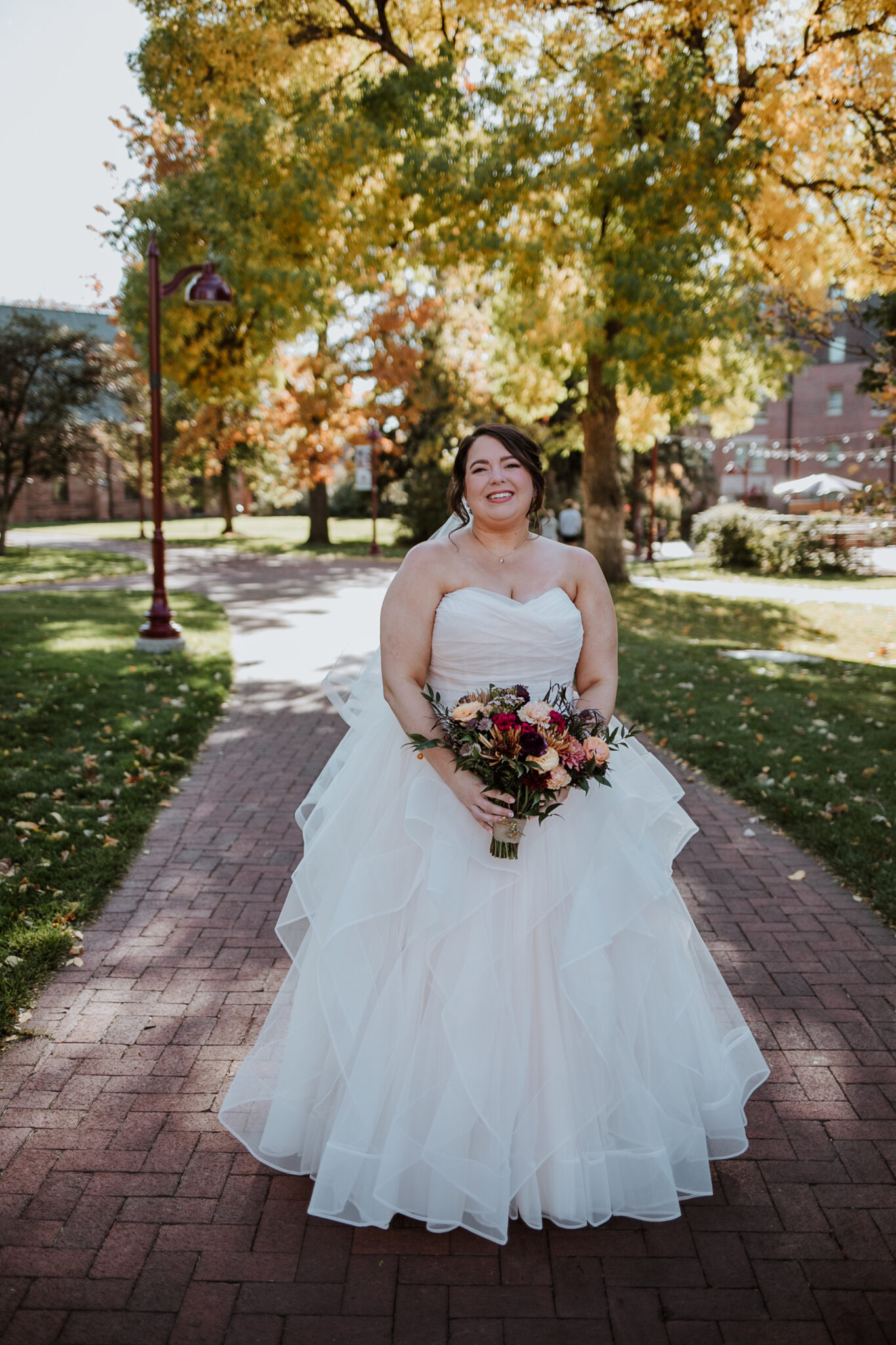 bridal portrait fall wedding at du campus colorado