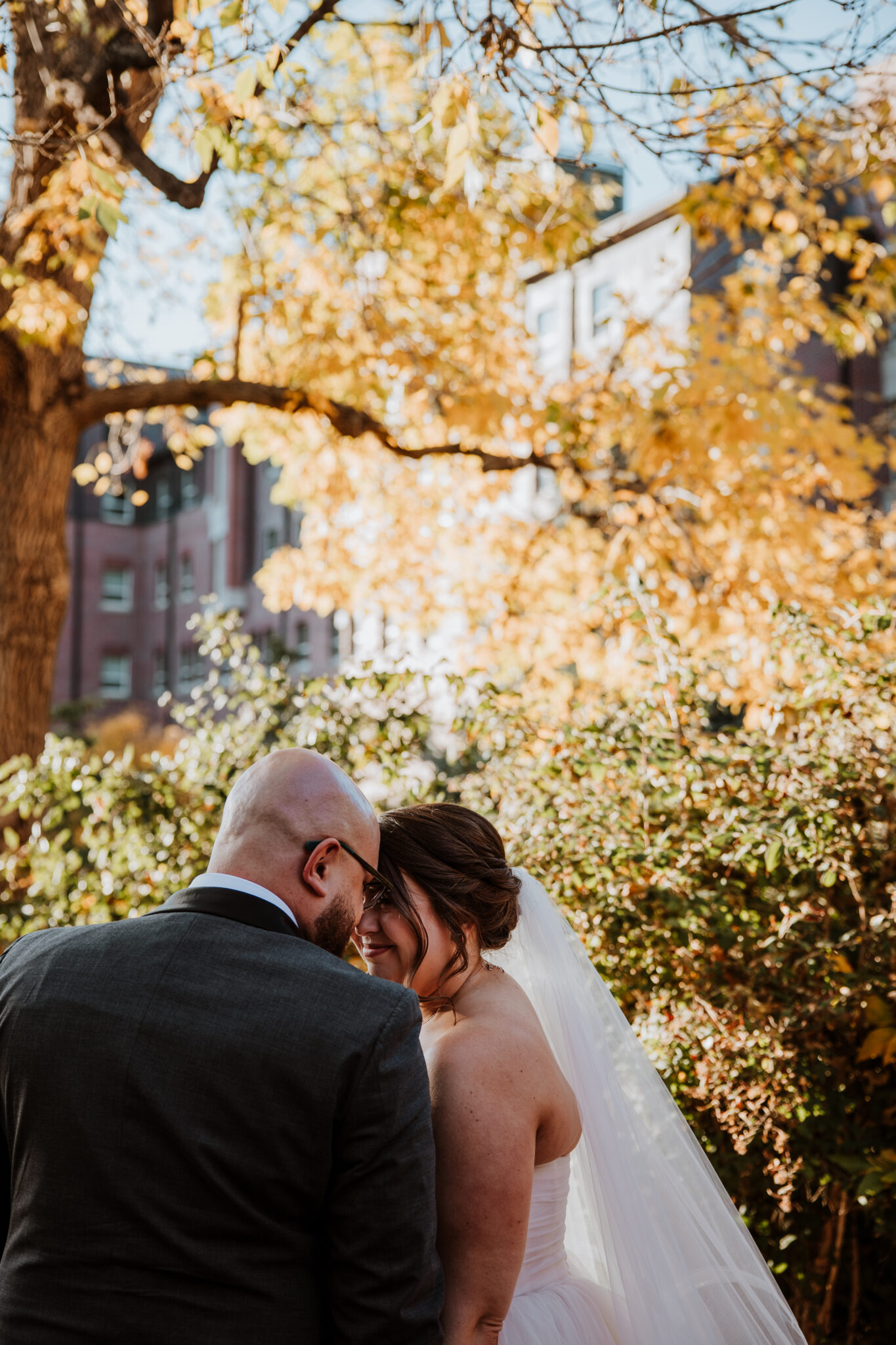 candid wedding portraits with fall foliage Denver Colorado