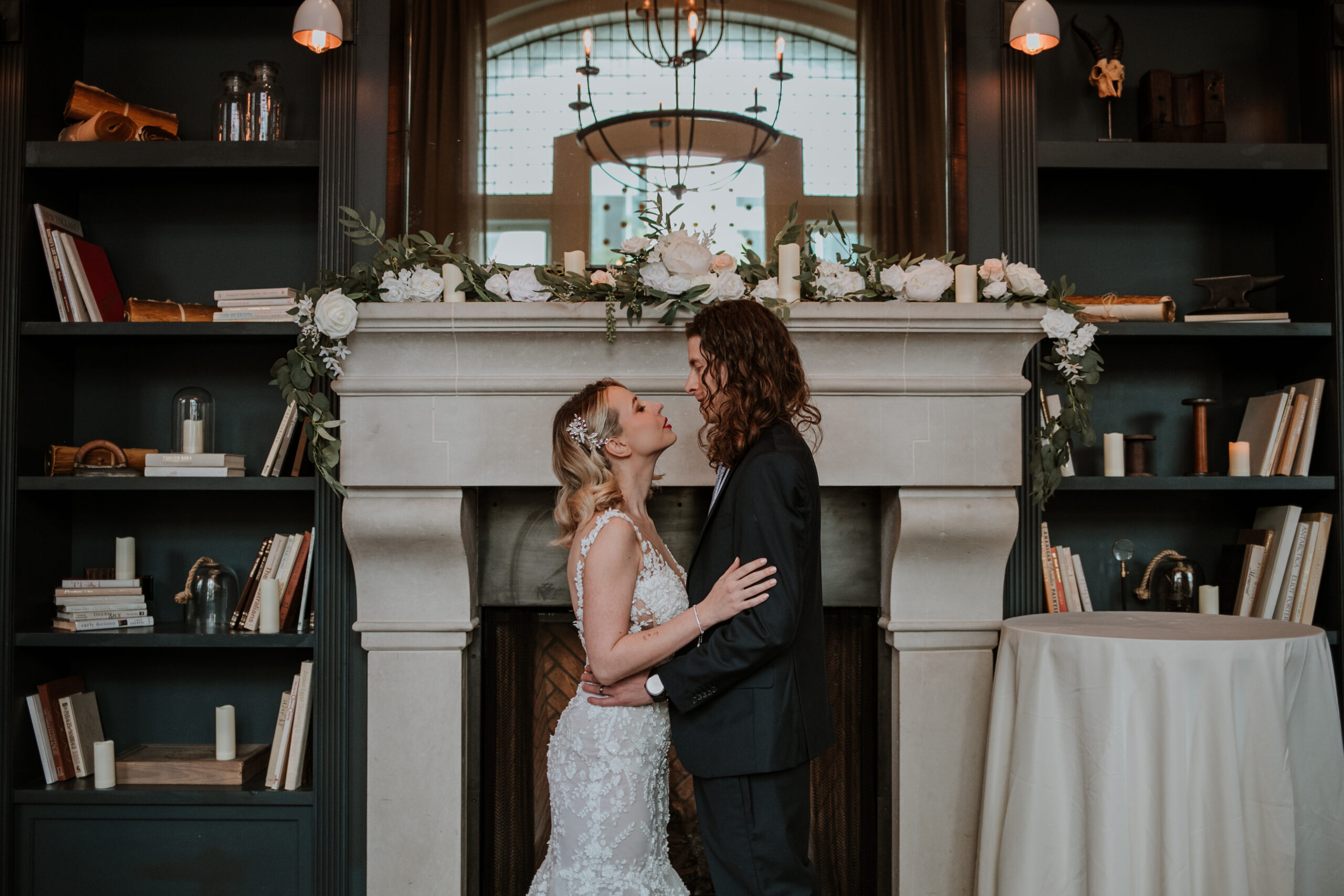 Romantic downtown Denver elopement portraits outside Hotel Teatro featuring modern city wedding style and candid moments.